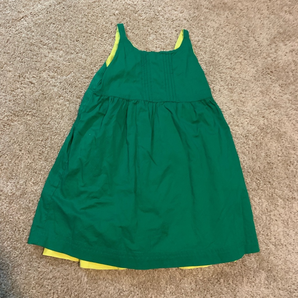 Primary Reversible Dress. Green & Yellow. 2-3